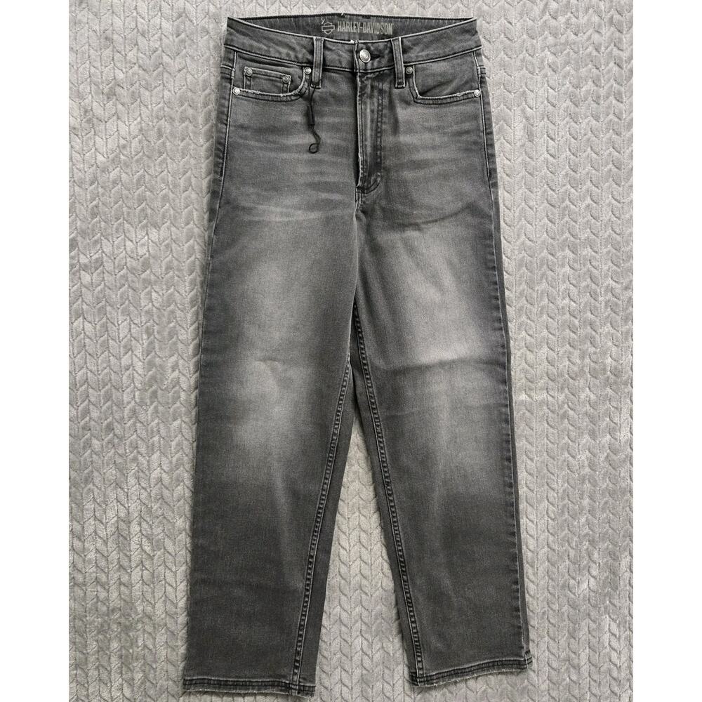 Harley-Davidson High Waisted Ankle Black Denim Jeans Womens size 26